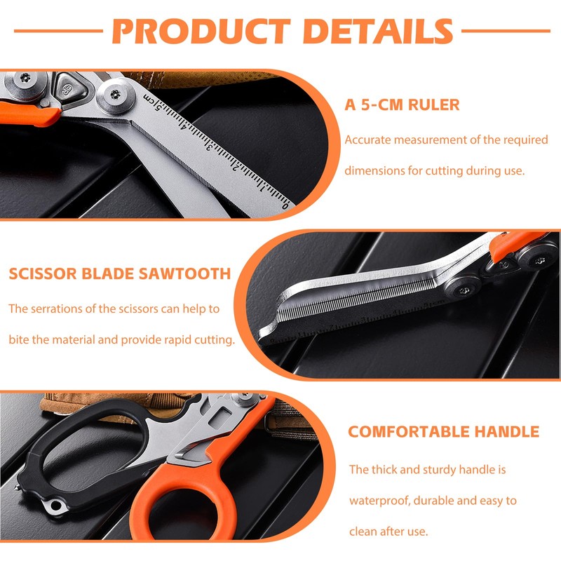 Trauma Scissors: Multitool Rescue Scissors with 6 Practical Functions, Emergency