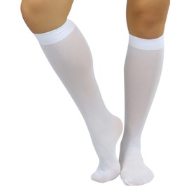 ToBeInStyle Women's Fashion Opaque Nylon Knee High Socks - White - One Size