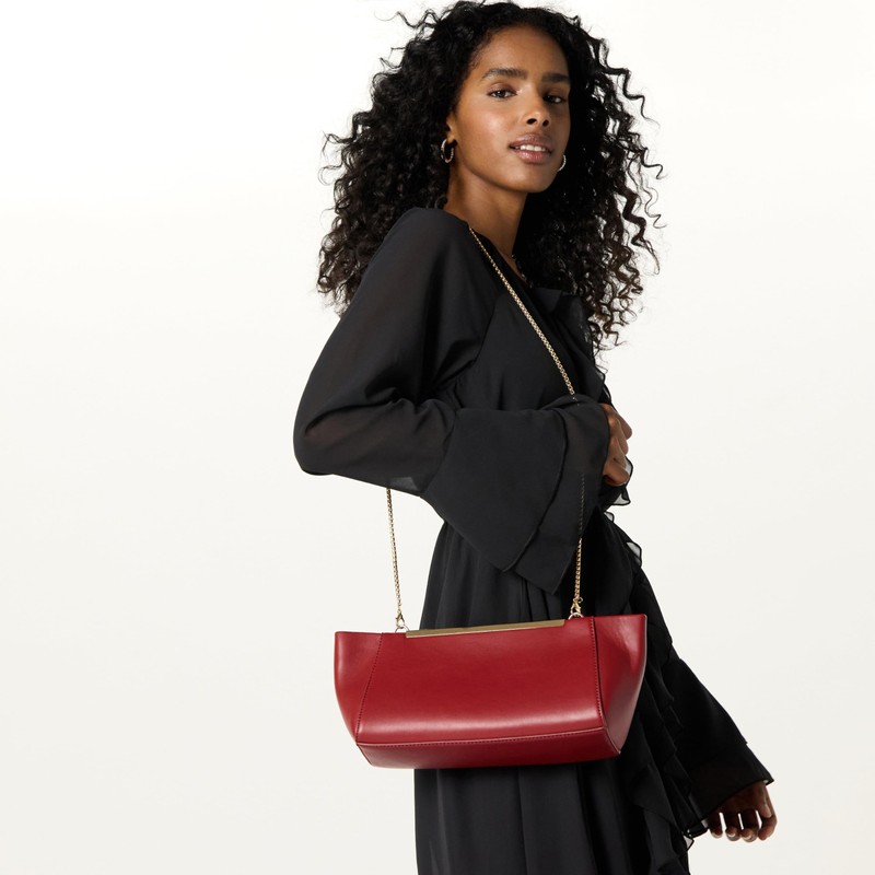 The Drop Harlei Framed Clutch Bag, Dark Red, One Size