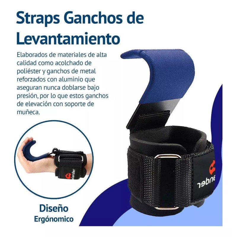 Bluelander Straps Ganchos De Levantamiento Muñequera Gym Crossfit Pesas Color
