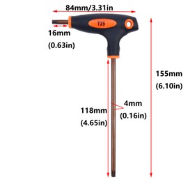 Antrader T25 Torx Screwdriver,Anti Tamper Proof Torx Key,S2 Steel T-Handle Dual End Wrench-1Pcs