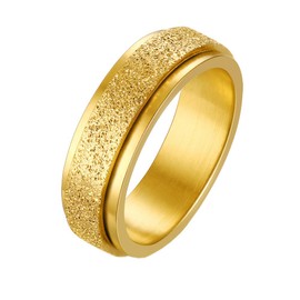 PAMTIER Women's Stainless Steel Spinner Ring Sandblasting Finished Wedding Band 6 mm / 8 mm, Stainless Steel