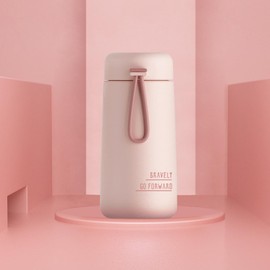 Frafuo Portable Stainless Steel Insulated Water Bottle 270ml - Pocket Size Vacuum Insulated Travel and Sports Bottle with Lid for Hot or Cold Drinks (Pink)