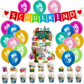 ANROI School Decorations 32 Piece Set: 1 Large Flag, 1 Small Flag, 12 Balloons, 18 Banners