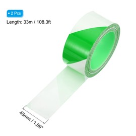 PATIKIL Safety Caution Tape 33m x 48mm, 2 Pack Safety Warning Stripe Tape Floor Tape for Marking Floor Walls Stair, Green White