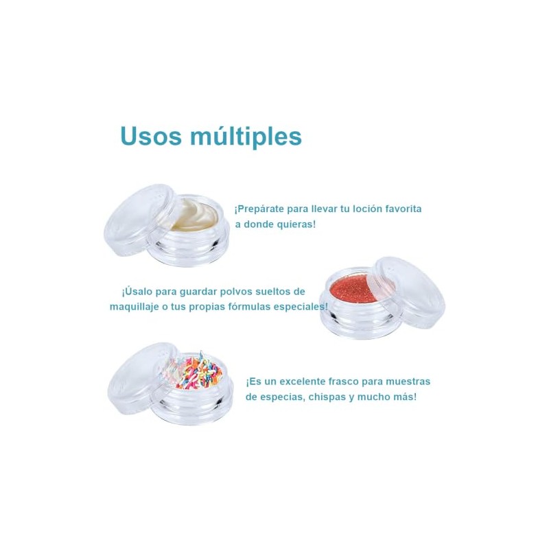 Frascos de Plastico con Tapa 100pcs Envases para Viaje, Mini