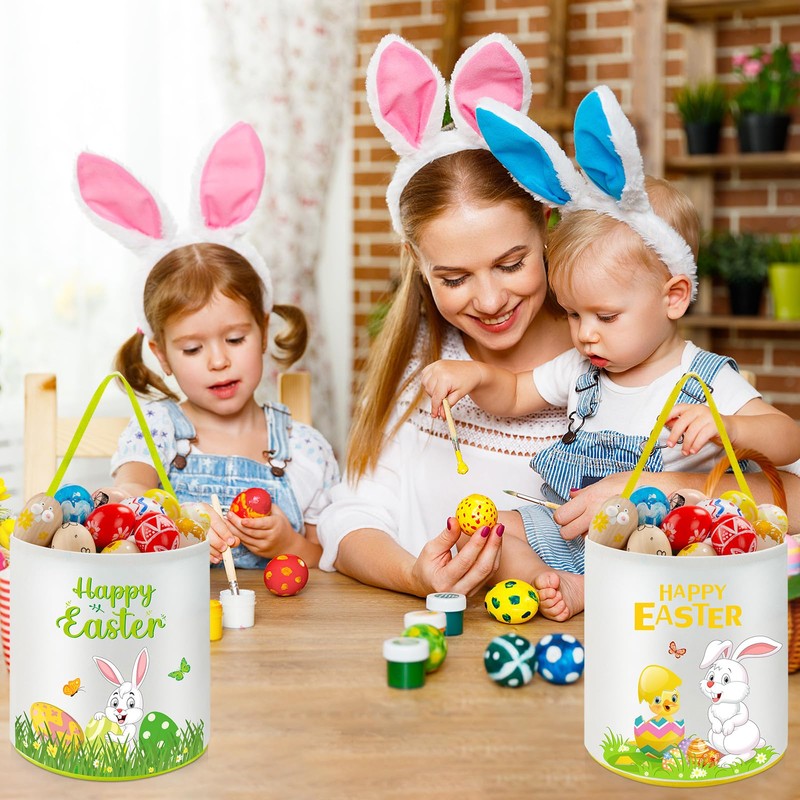 Capoda 6 Pcs Easter Bunny Basket Bags Canvas Rabbit Easter
