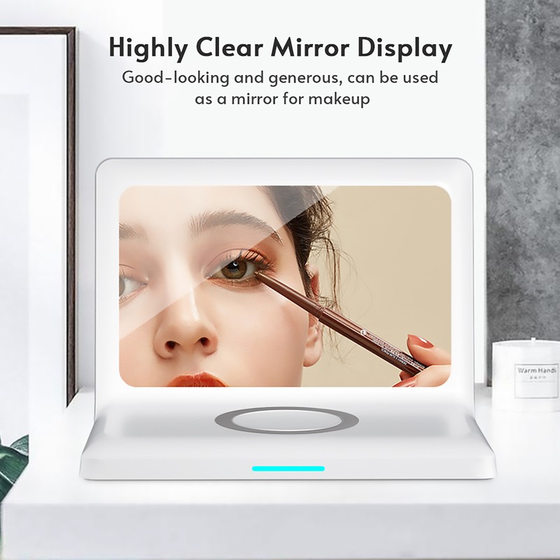 Multifunctional Digital Mirror Clock 15W Wireless Charging Alarm Clock with