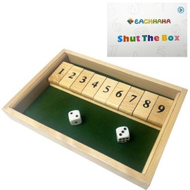 EACHHAHA Shut The Box 9 Classic Wooden Dice Game, Mathematics Educational Toy, Children, Home Table Game, 2 Players