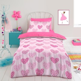 GC GAVENO CAVAILIA Love Heart Duvet Set, Microfiber Polka Dot Girls Bedding Single, Super Soft & Cosy Cute Quilt Cover Bed Set, Multi