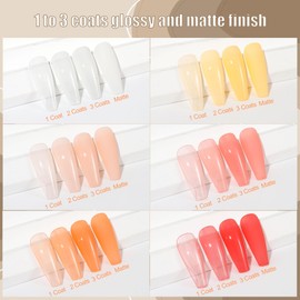Artdone Artdone Sheer Gel Nail Polish Set Jelly UV Gel 6 Colors Translucent Milky White Yellow Light Apricot Red Colors Nail Polish For All Seasons Neutral Soak off LED Lamp Gel Manicure Kit For Nail Art
