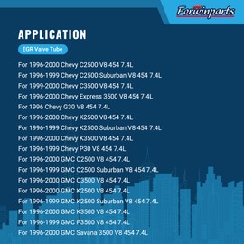 Forwinparts EGR Valve Tube for Chevy GMC 2500 C3500 K2500 K3500 Suburban 7.4L 1996-2000 598-169 10222061