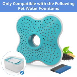 Replacement Filters for Dog Water Fountain, Filters for Dog Water Bowl Dispenser with Mutiple Filtration System, 6 Filters & 6 Pre-Filter Sponges