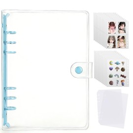 Seal Pad A5 Size Binder Set (4 Pockets & 1 Pocket Refills with 1 Pocket + 2 Dedicated Mounts) Collage Notebook, Clear, Binder, Transparent, 6 Holes, Notebook, Seal Storage, Large Size, Collage