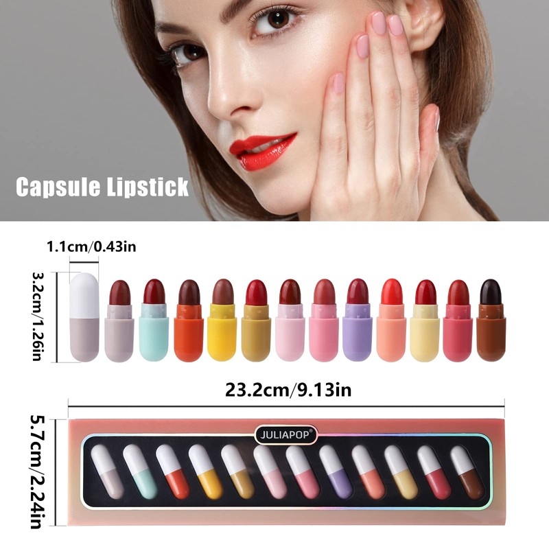 Homeit Girls Lipstick Set Waterproof Portable 12 Pcs Cute Mini