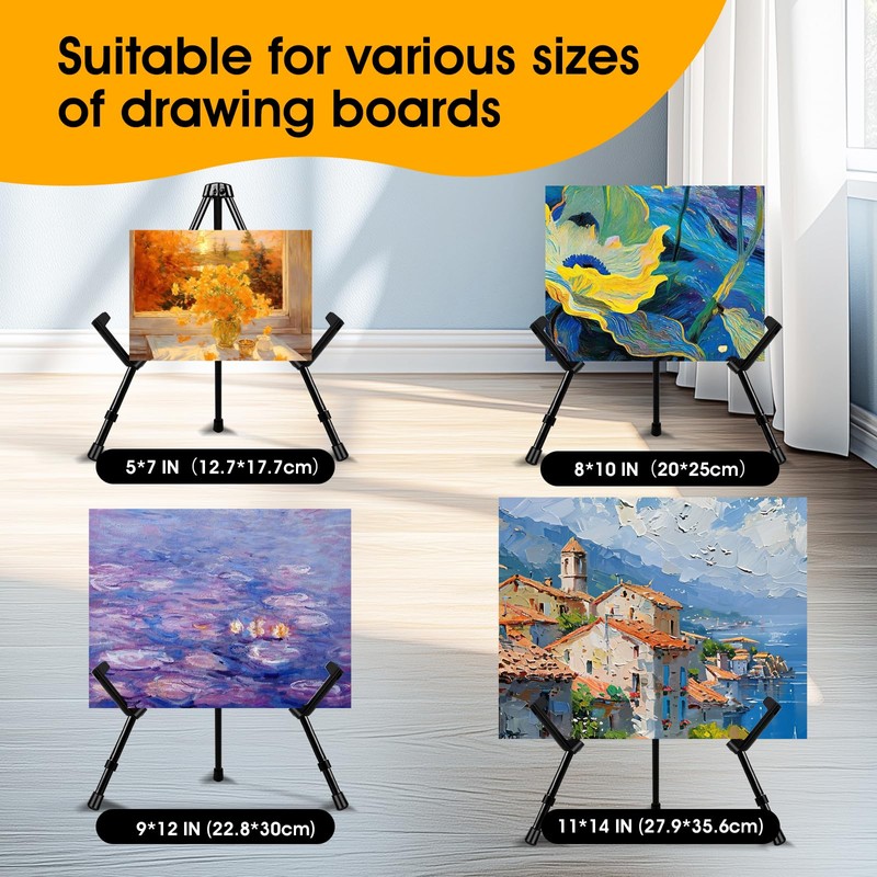 AROIC 3 Pack 14'' Tabletop Easels, Black Steel Table Top