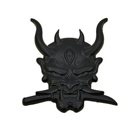 Kaolituis Metal Car Sticker, Japanese Hannya mask Decal, Devil Death Skull Cool Badge for Automotive, Truck, Motorcycle