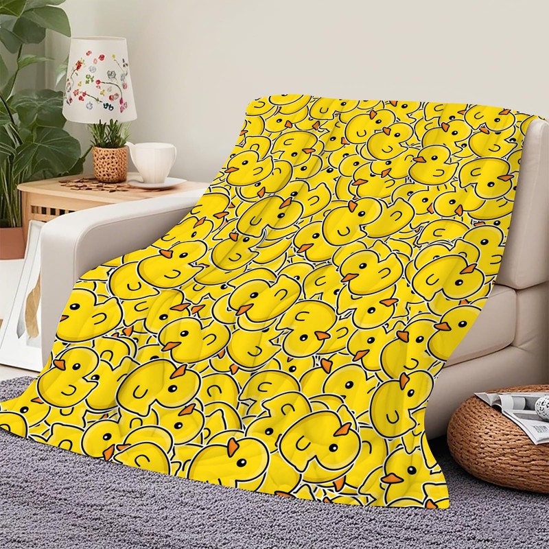 JOOCAR Cute Rubber Duck Throw Blankets Yellow Cartoon Ducks Throw