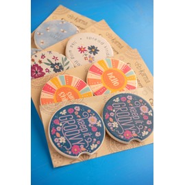 Karma Gifts Boho Car Coasters - Absorbent Cup Holder Coasters for Car - Set of 2 - Space