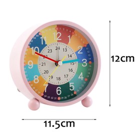 yivom Analogue Alarm Clock Without Ticking Children, 11.5 cm Alarm Clock Children Girls with Night Light, Children's Alarm Clock for Beginners to School, Silent Learning Alarm Clock for Girls Boys