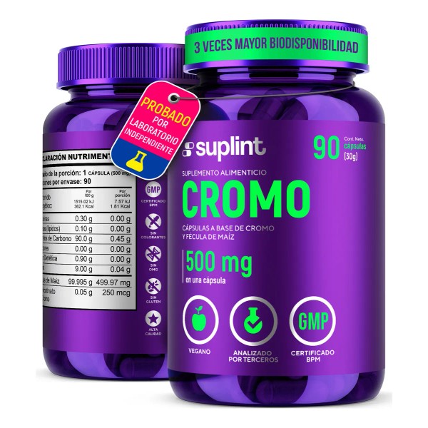 Suplemento Polynicotinato De Cromo 250 Mcg 60 Cápsulas Sabor Sin