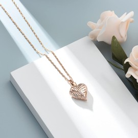 shajwo Cremation Jewelry Angel Wing Heart Urn Necklace for Ashes for Women Men Memorial Keepsake Human Pendant,Rose Gold
