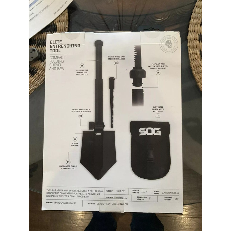 SOG ELITE F19-N ENTRENCHING TOOL BLACK STEEL GLASS REINFORCED NYLON