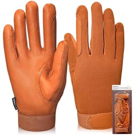 Goat Leather Equestrian Riding Gloves, Women Winter Riding Gloves, Windproof and Warm, Riding Sport Gloves, Men's Women's  Universal Black Riding Gloves ulated Gloves - Color: Goat Leather Light Brown, Size: Small