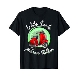 T-Shirt with German Text "Echte Kerle fahren Roller. For Hard Men & Two-Stroke Fans, black
