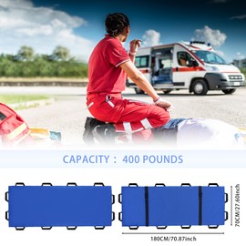 Portable Transport Stretcher with 12 Handles，Dog Stretcher & Gurney with Carrying Bag Patient Animal Mover Travel Size Emergency Casualty Evacuation-Capacity 400lbs (Blue)