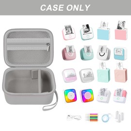 Label Maker Case for Memoking T02/ for Phomemo M02/ M02S/ M02 Pro/ Q30S/ for Nelko PM230/ for Anycash/for Ponek Mini Pocket Printer, Portable Sticker Paper Storage Holder - Box Only (Grey)