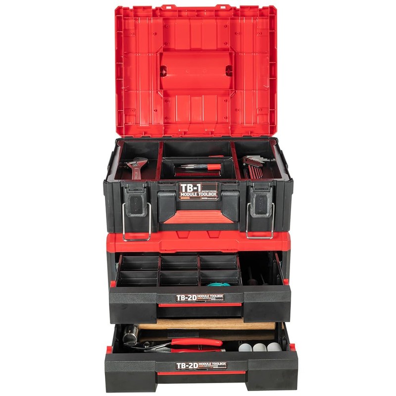 SHUTER 2-Tier Stackable Tool Box with Drawers, ABS Plastic Storage