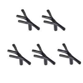 dophee Twig Branch Cabinet Drawer Pulls Handles, Decorative Modern European Style Zinc Alloy Knobs for Wardrobe Closet Door Furniture Hardware, Black Single Hole (5-Pack)