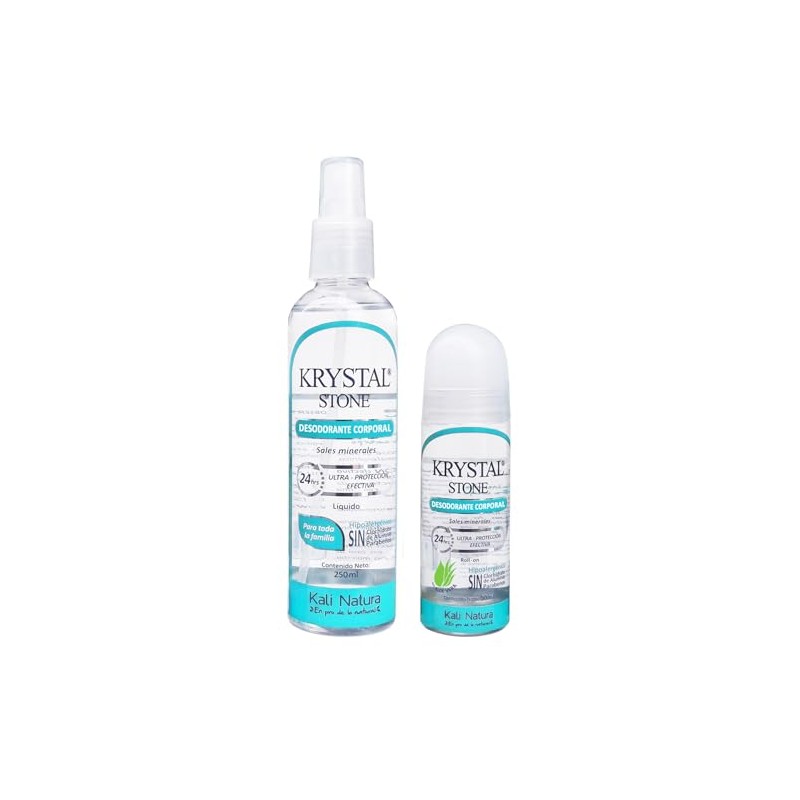 Krystal Stone Desodorante Neutro Líquido 250ml + Roll on 90ml