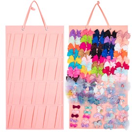 Hanging Hair Clip Organizer 4 Layer Hair Accessories Display Holder Hair Clip Storage Hair Claw Clips Display Stand Holder for Wall, Door, Closet（Pink-B）