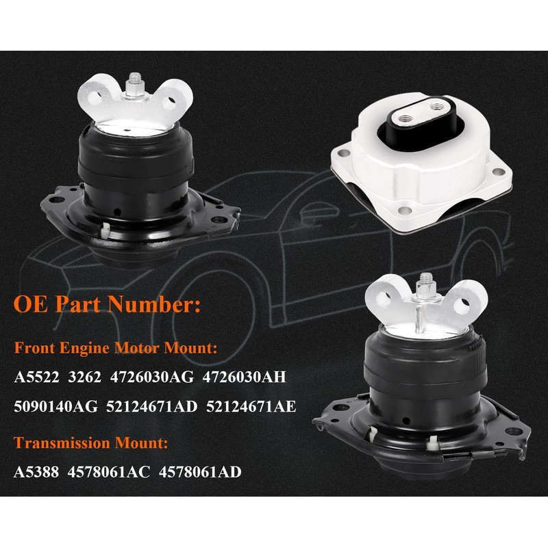 Engine Motor Mount Set 3Pcs Compatible with Chrysler 300 2011-2022,