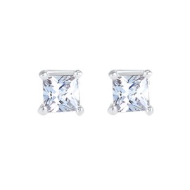 Kuzzoi 0302732023 Men's Earrings with Sparkling Cubic Zirconia Square (4 mm) Made of 925 Sterling Silver High-Quality Earrings for Men, Sterling Silver, Cubic Zirconia