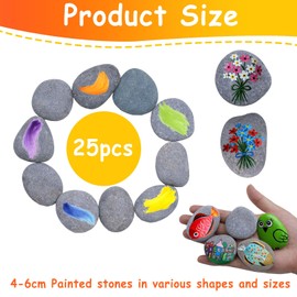 Rongrongago 25 Pieces Pebbles for Painting, 4-6cm Rocks for Painting, Smooth Flat Pebbles for Crafting for Colorful Painting, Decorating Flower Pots, Gardens, Aquariums