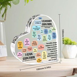 ORIGACH Things I Can Control Mental Health Awareness Gifts for Women Men, Mental Health Reminders Acrylic Heart Desk Decor for Therapy Office, Counselor Office, Classroom, Therapist Office