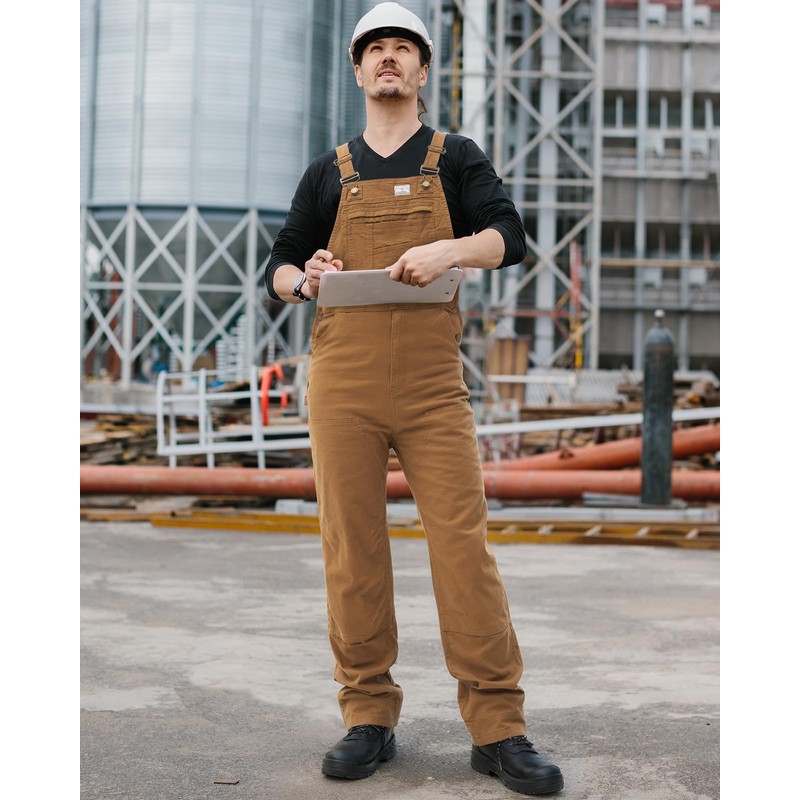 HISEA Mens Flex Canvas Bib Overalls, Men's Relaxed Fit Lightweight