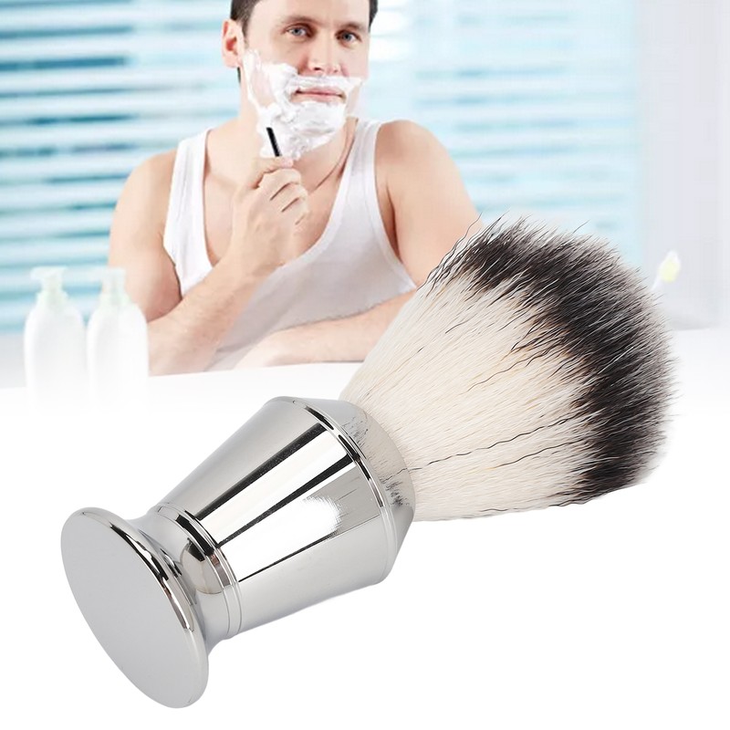 Beard Foam Brush Fine Synthetic Bristles Stainless Steel Fast Dry