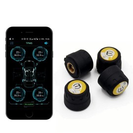 Zmart Android iOS Compatible TPMS Bluetooth 4.0 Tire Pressure Monitoring System with Temperature and Puncture Alert, External Sensor, and Japanese Instruction Manual