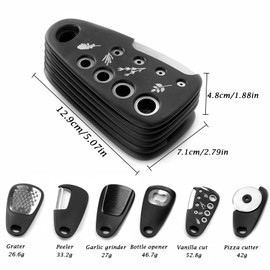 6 in 1 Kitchen Utensil Set, Mini Vegetable Peeler, Space-Saving Kitchen Accessories, Portable Camping Accessories, Cheese Grater, Bottle Opener, Pizza Cutter, Garlic Ginger Grater, Rosemary Cutter