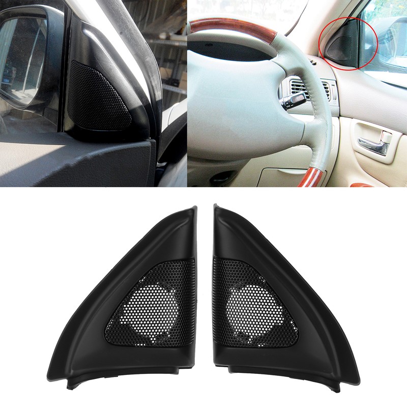 Pair Car Door Speaker Cover Audio Tweeter Trim Black Replacement