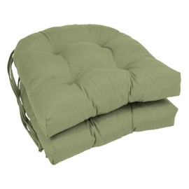 Blazing Needles Solid Twill U-Shaped Tufted Chair Cushions (Set of 2), 16", Sage