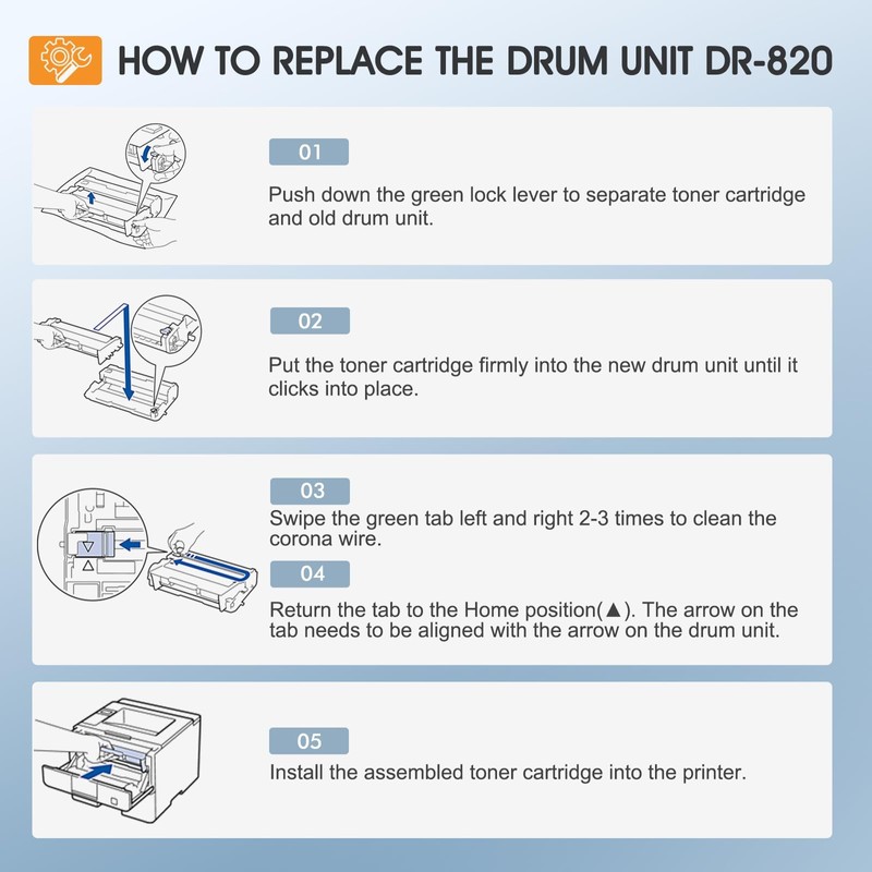 DR820 DR-820 DR 820 Drum Unit Black Compatible for Brother