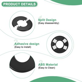 M METERXITY 4-Pack Wall Split Flange, for 1.6 Inch/40mm OD Pipe ABS Escutcheon Plate Round Self-Adhesive Plumbing Cover Plates for Water Pipe/Faucet [Black]