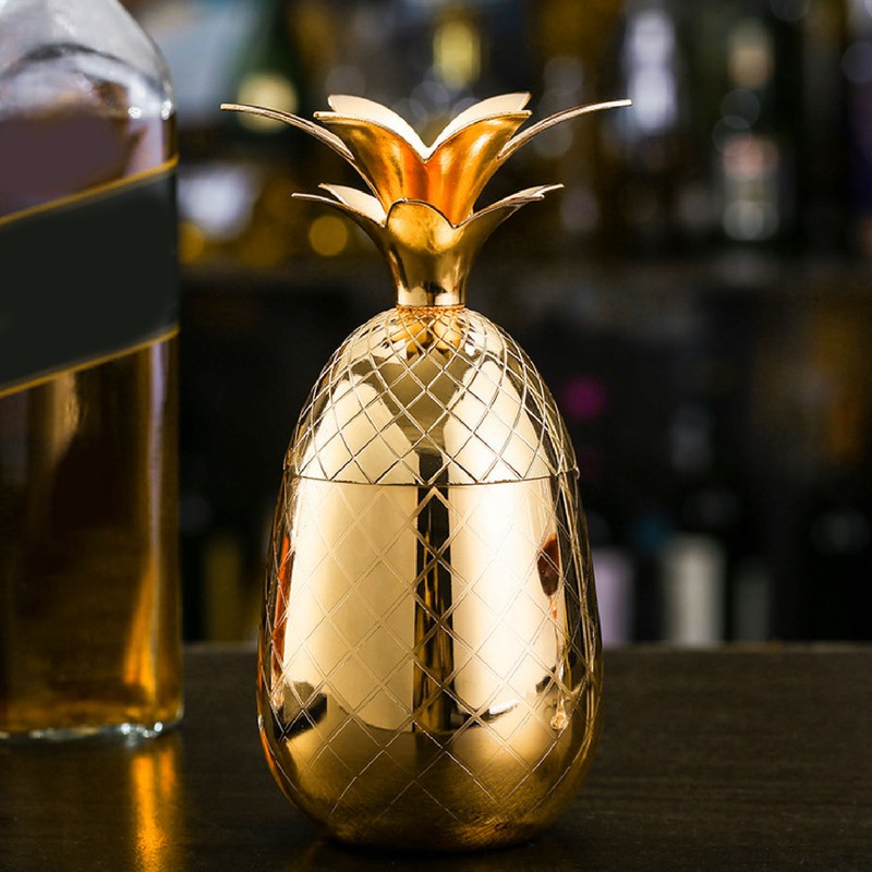 Cocktail Shaker Pineapple Shape Stainless Steel Polished Smooth Surface 500ml