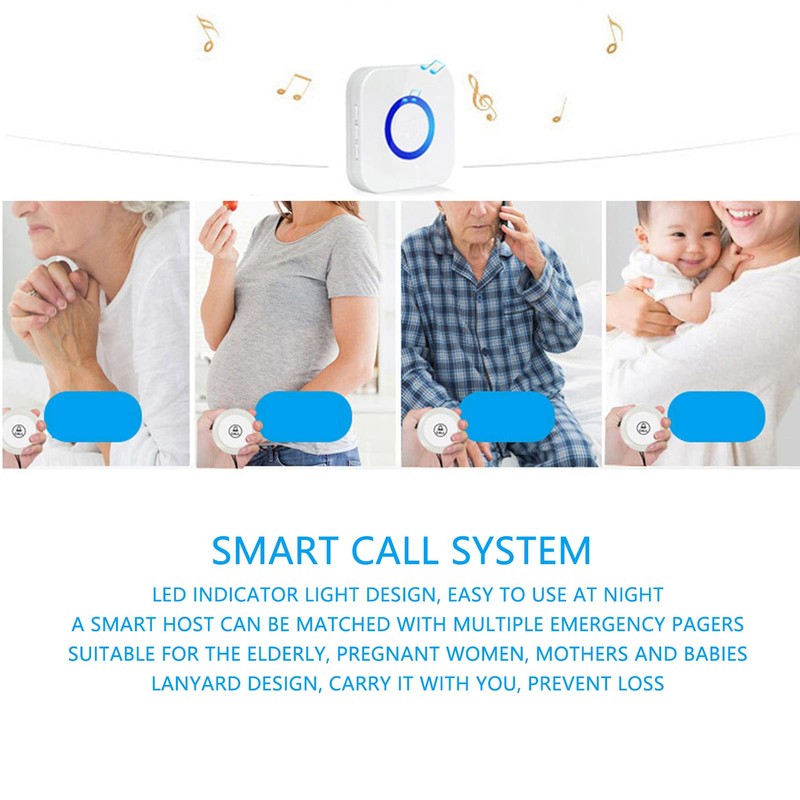 Buscapersonas Inalámbrico para Cuidadores, Llamada de un Toque Botón de