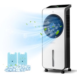 COSTWAY Portable Evaporative Air Cooler, 3-in-1 Swamp Cooler w/Remote Control, 360° Rotating Fan Blade, 3 Modes, 12H Timer, 2 Ice Packs, Air Cooling Fan with Fan & Humidifier for Room Home Office